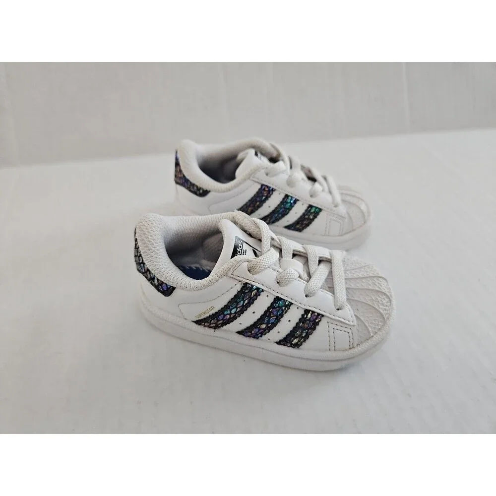Adidas Superstar Iridescent Snake White  TD Toddler  Baby Sz 5 B27524 Slip-on